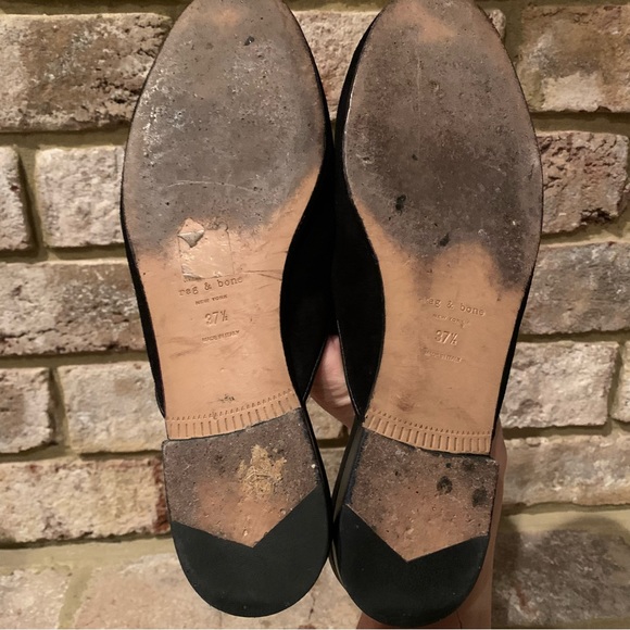 rag & bone | Savoy Black Suede Leather Loafer Mules - Picture 12 of 13